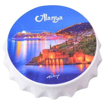 Toptan Alanya Temalı Uv Baskılı Küçük Kapak Açacak Magnet 58x15 mm - 6