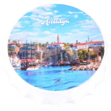 Antalya Themed Customised UV Printed Bottle Cap Shaped Plastic Base Bottle Opener 58x15 mm - 4