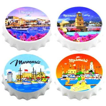 Marmaris Themed Customised UV Printed Bottle Cap Shaped Plastic Base Bottle Opener 58x15 mm - 3