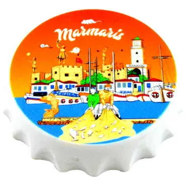 Marmaris Themed Customised UV Printed Bottle Cap Shaped Plastic Base Bottle Opener 58x15 mm - 7