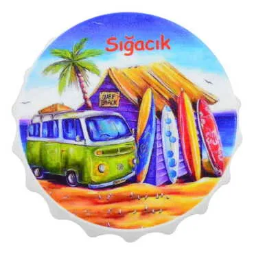 Sığacık Themed Customised UV Printed Bottle Cap Shaped Plastic Base Bottle Opener 58x15 mm - 5