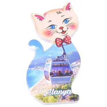 Alanya Themed Customised UV Printed Plastic Base Cat Shaped Fridge Magnet 43x87 mm - 7