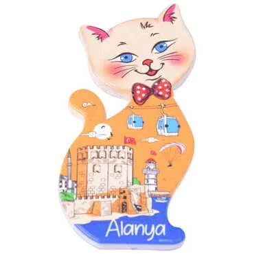 Alanya Themed Customised UV Printed Plastic Base Cat Shaped Fridge Magnet 43x87 mm - 8