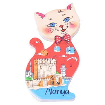 Alanya Themed Customised UV Printed Plastic Base Cat Shaped Fridge Magnet 43x87 mm - 9
