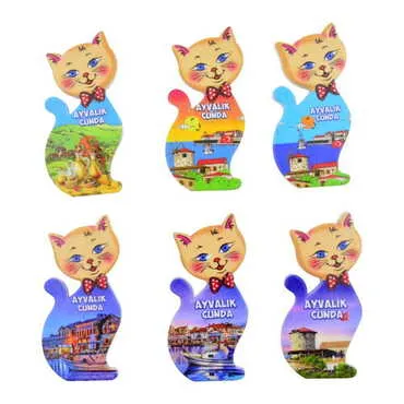 Cunda Themed Customised UV Printed Plastic Base Cat Shaped Fridge Magnet 43x87 mm - 4