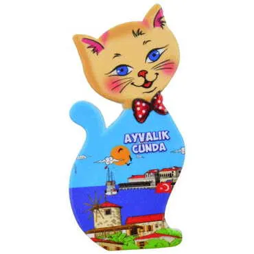 Cunda Themed Customised UV Printed Plastic Base Cat Shaped Fridge Magnet 43x87 mm - 5