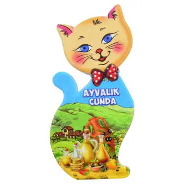 Cunda Themed Customised UV Printed Plastic Base Cat Shaped Fridge Magnet 43x87 mm - 6