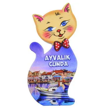 Cunda Themed Customised UV Printed Plastic Base Cat Shaped Fridge Magnet 43x87 mm - 8