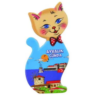Cunda Themed Customised UV Printed Plastic Base Cat Shaped Fridge Magnet 43x87 mm - 9