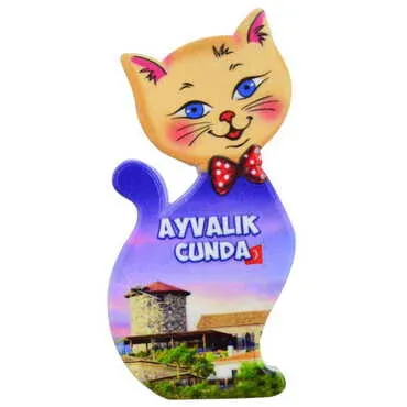 Cunda Themed Customised UV Printed Plastic Base Cat Shaped Fridge Magnet 43x87 mm - 10