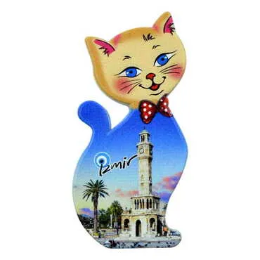 Toptan İzmir Temalı Uv Baskılı Kedi Şekilli Magnet 43x87 mm - 5