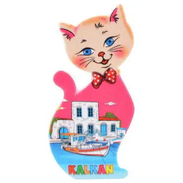 Kalkan Themed Customised UV Printed Plastic Base Cat Shaped Fridge Magnet 43x87 mm - 5