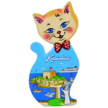 Toptan Kuşadası Temalı Uv Baskılı Kedi Şekilli Magnet 43x87 mm - 4
