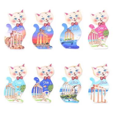Toptan Side Temalı Uv Baskılı Kedi Şekilli Magnet 43x87 mm - 3