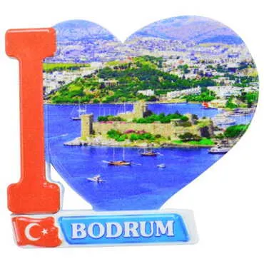 Bodrum Themed Customised UV Printed Plastic Base Heart Shaped Fridge Magnet 86x62 mm - 5