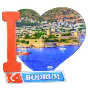 Bodrum Themed Customised UV Printed Plastic Base Heart Shaped Fridge Magnet 86x62 mm - 6