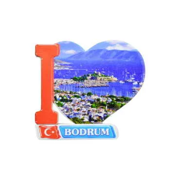 Bodrum Themed Customised UV Printed Plastic Base Heart Shaped Fridge Magnet 86x62 mm - 7