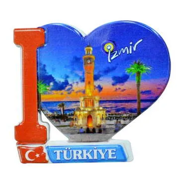 Izmir Themed Customised UV Printed Plastic Base Heart Shaped Fridge Magnet 86x62 mm - 11