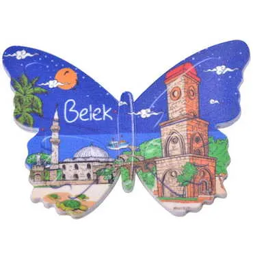 Toptan Belek Temalı Uv Baskılı Kelebek Şekilli Magnet 80x58 mm - 4