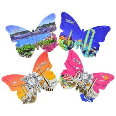 Toptan Didim Temalı Uv Baskılı Kelebek Şekilli Magnet 80x58 mm - 3