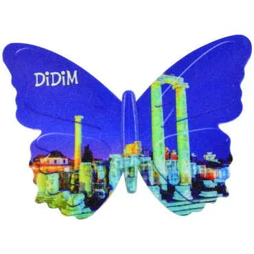Toptan Didim Temalı Uv Baskılı Kelebek Şekilli Magnet 80x58 mm - 6