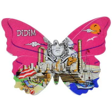 Toptan Didim Temalı Uv Baskılı Kelebek Şekilli Magnet 80x58 mm - 7