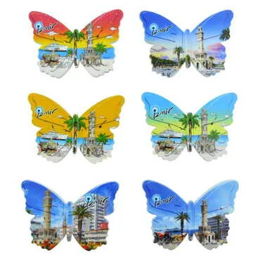 Toptan İzmir Temalı Uv Baskılı Kelebek Şekilli Magnet 80x58 mm - 4