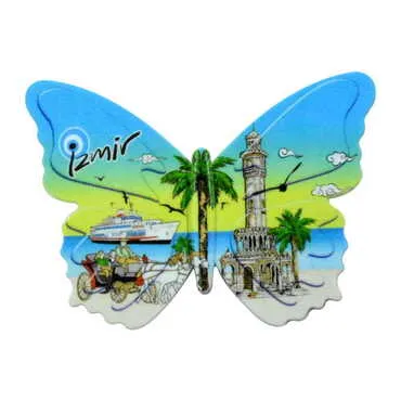 Toptan İzmir Temalı Uv Baskılı Kelebek Şekilli Magnet 80x58 mm - 6