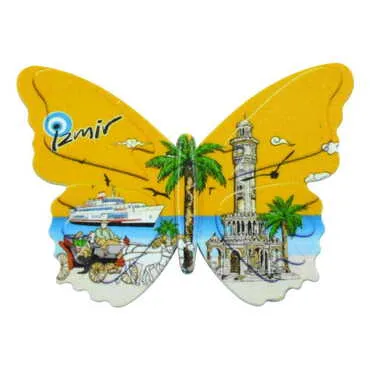 Toptan İzmir Temalı Uv Baskılı Kelebek Şekilli Magnet 80x58 mm - 8