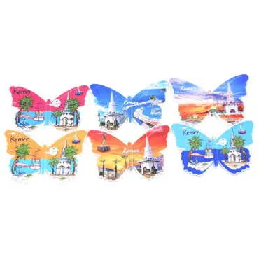 Toptan Kemer Temalı Uv Baskılı Kelebek Şekilli Magnet 80x58 mm - 3