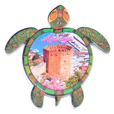 Alanya Themed Customised UV Printed Plastic Base Turtle Shaped Fridge Magnet 80x74 mm - 4