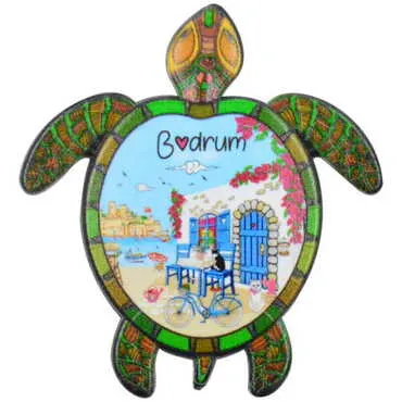 Toptan Bodrum Temalı Uv Baskılı Kaplumbağa Şekilli Magnet 80x74 mm - 3