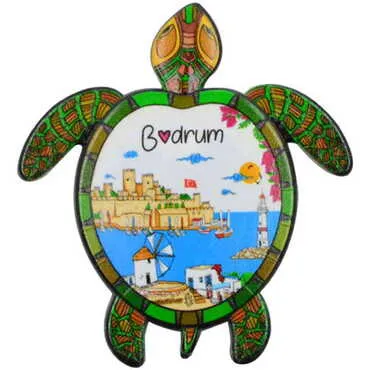 Toptan Bodrum Temalı Uv Baskılı Kaplumbağa Şekilli Magnet 80x74 mm - 4