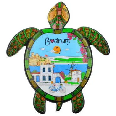 Toptan Bodrum Temalı Uv Baskılı Kaplumbağa Şekilli Magnet 80x74 mm - 5