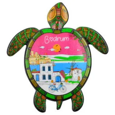 Toptan Bodrum Temalı Uv Baskılı Kaplumbağa Şekilli Magnet 80x74 mm - 6