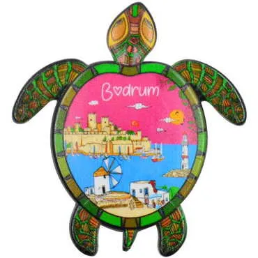 Toptan Bodrum Temalı Uv Baskılı Kaplumbağa Şekilli Magnet 80x74 mm - 7