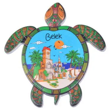 Belek Themed Customised UV Printed Plastic Base Turtle Shaped Fridge Magnet 80x74 mm - 3