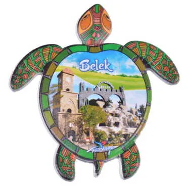 Belek Themed Customised UV Printed Plastic Base Turtle Shaped Fridge Magnet 80x74 mm - 4