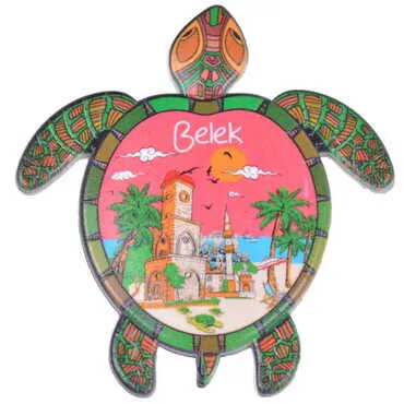 Belek Themed Customised UV Printed Plastic Base Turtle Shaped Fridge Magnet 80x74 mm - 5