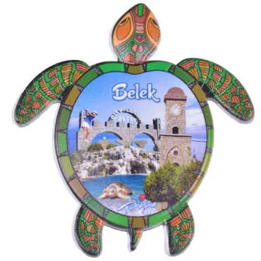 Belek Themed Customised UV Printed Plastic Base Turtle Shaped Fridge Magnet 80x74 mm - 6