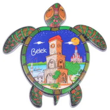 Belek Themed Customised UV Printed Plastic Base Turtle Shaped Fridge Magnet 80x74 mm - 7