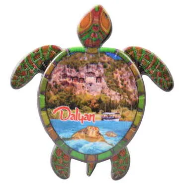 Dalyan Themed Customised UV Printed Plastic Base Turtle Shaped Fridge Magnet 80x74 mm - 4