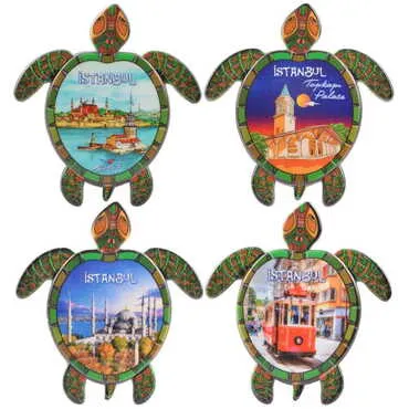 Toptan İstanbul Temalı Uv Baskılı Kaplumbağa Şekilli Magnet 80x74 mm - 2
