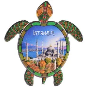 Toptan İstanbul Temalı Uv Baskılı Kaplumbağa Şekilli Magnet 80x74 mm - 3