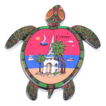 Kemer Themed Customised UV Printed Plastic Base Turtle Shaped Fridge Magnet 80x74 mm - 7