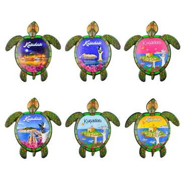 Toptan Kuşadası Temalı Uv Baskılı Kaplumbağa Şekilli Magnet 80x74 mm - 2