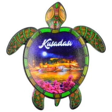 Toptan Kuşadası Temalı Uv Baskılı Kaplumbağa Şekilli Magnet 80x74 mm - 5