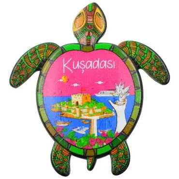 Toptan Kuşadası Temalı Uv Baskılı Kaplumbağa Şekilli Magnet 80x74 mm - 7