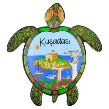 Toptan Kuşadası Temalı Uv Baskılı Kaplumbağa Şekilli Magnet 80x74 mm - 8