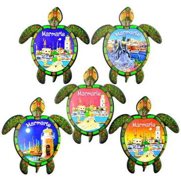 Marmaris Themed Customised UV Printed Plastic Base Turtle Shaped Fridge Magnet 80x74 mm - 2